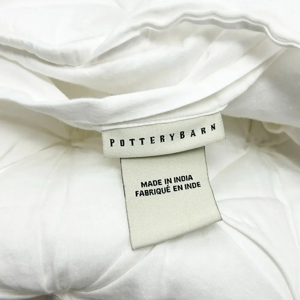 Pottery Barn Home Quilted Pintuck Accent Throw Pillow Sham Case Cover White‎